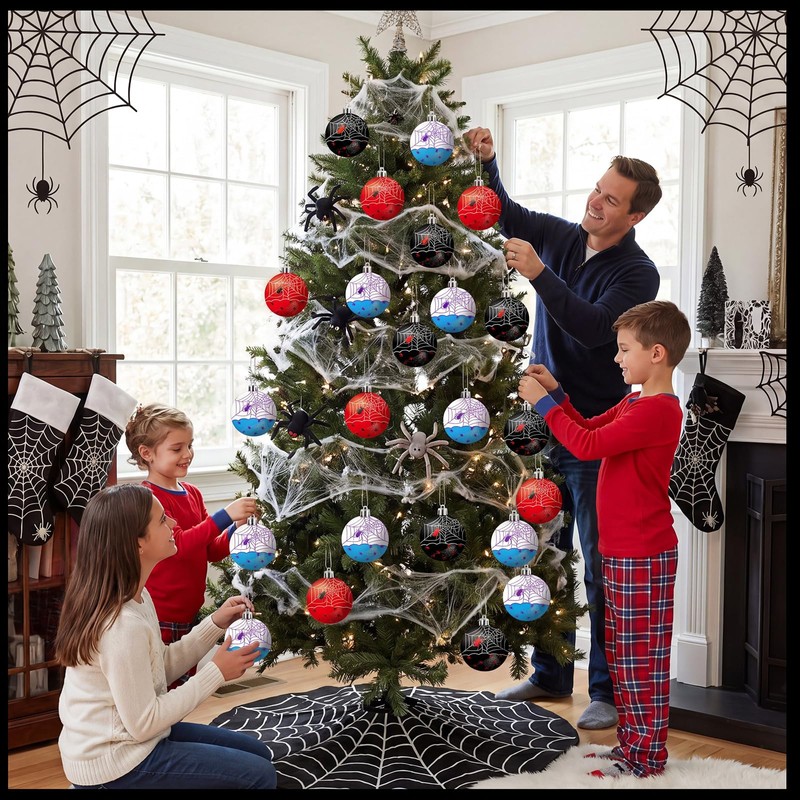 Spider Ball Ornaments 24PCS 2.4in Shatterproof Hanging Decor