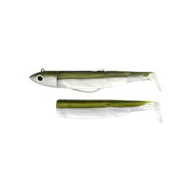 Black Minnow Combo BM140 Fischköder, weicher Köder aus Vinyl für das Spinnfischen von Wolfsbarsch und anderen Arten – 1 Kopf + 2 Körperteile + Haken Nr. 4
