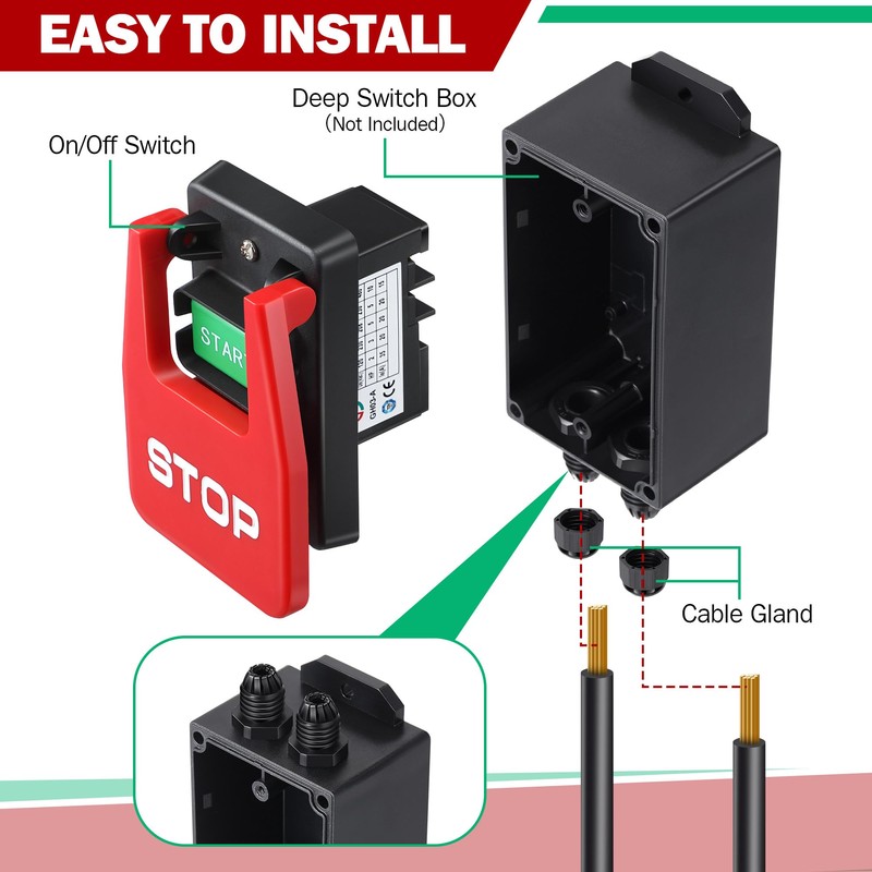 Dreyoo 120/230V Single Phase On/Off Switch, Efficient 120V 2HP Switch