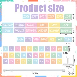 Magnetic Pastel Flip Calendar for Classroom Pastel Flip Calendar Bulletin Board Set Classroom Calendars with Magnetic Adjustable Holder & 54 Date Cards for Back to School Teacher Office Home Supplies