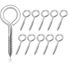 wadafen 10 Pack Eye Hooks Screw,M6 x 3.2"/82mm Stainless Steel Heavy Duty Eye Bolts Screw,Stainless Steel Eyelet Screws,for Hammocks, Awnings, Rocking Chairs, Fixed Cables - Silver