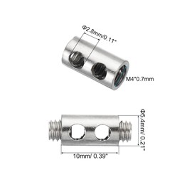 PATIKIL 10pcs 6X10mm Hole Wire Rope Clip Set Steel Double Hole Locking Cable Clamp Clips with M4x0.7 Hex Screw Spanner for Cable DIY Fittings Silver