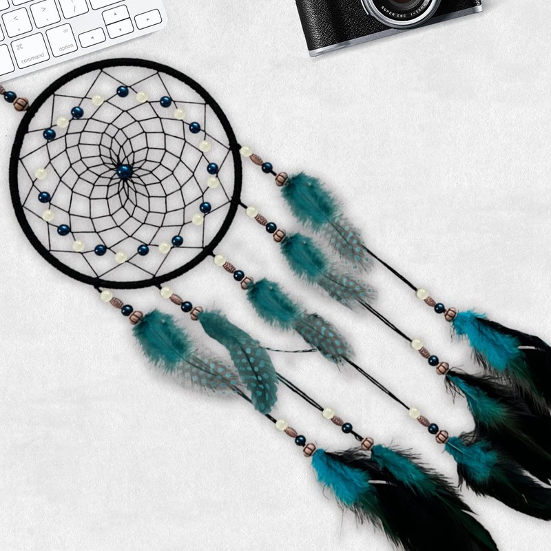 Dream Catchers Handmade Feather Native Home Wall Decoration blue and