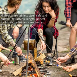 8 Pack Telescopic Barbecue Skewers Extendable 31-81cm Stainless Steel Marshmallow Campfire Skewers BBQ Fork Stainless Steel Extendable for Camping Barbecue BBQ Outdoor