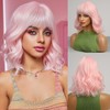 WTHCOS Light Pink Wig Short Bob Wig Short Curly Wavy