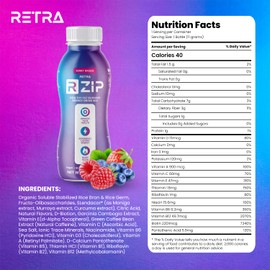 Detox Cleanse Zip 0.4 oz Bottles- Vegan and Gluten Free Energy Drink to Support an Already Healthy Immune System- Berry Breeze Flavor (20 Bottles)