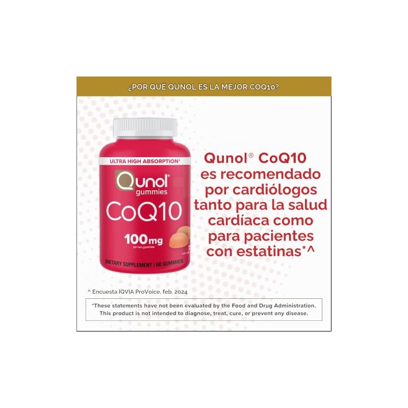 Gomitas CoQ10, Qunol CoQ10 100 mg, deliciosos suplementos de gomitas,