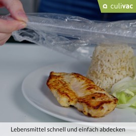 culivac Food Covers Made of Bioline ECO-LDPE (Bio-based) and Natural Rubber for Bowls Kitchen Gastro Food Fresh Film Made in Sweden BPA Free (Pack of 10, Round, 36 cm)