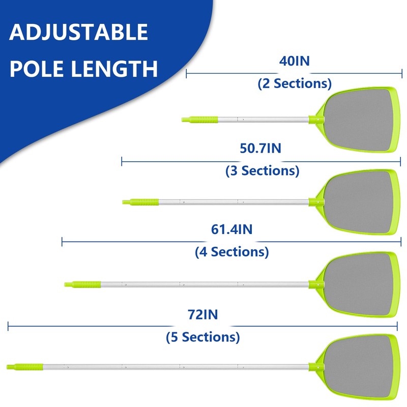 Sepetrel Pool Skimmer Net- Total Length 72 inches Rake with