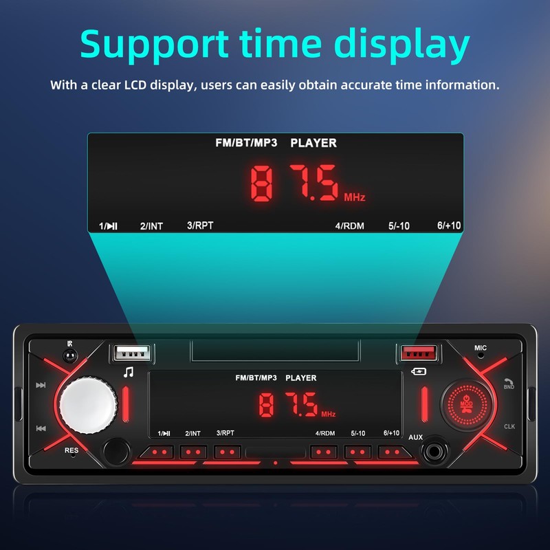 NHOPEEW 1 DIN Car Radio with Bluetooth - 1 DIN
