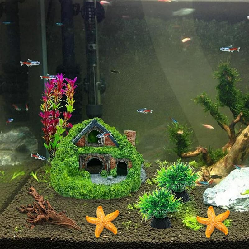 GOFYLIN Fish Tank Decorations kit, Aquarium Decor Hobbit House x