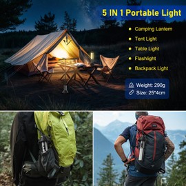URBZUE Camping Lamp with Extra Light, Super Bright Torch and Tent Lamp with Tripod, Multifunctional, Telescopic Folding Outdoor