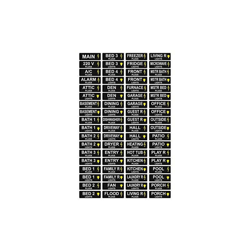 Circuit Breaker Box Label, 0.5x1.5 inch Plugs and Lights Circuit