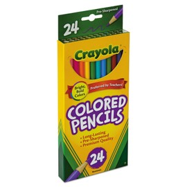 Crayola 684024 Long Barrel Colored Woodcase Pencils, 3.3 mm, 24 Assorted Colors/Set