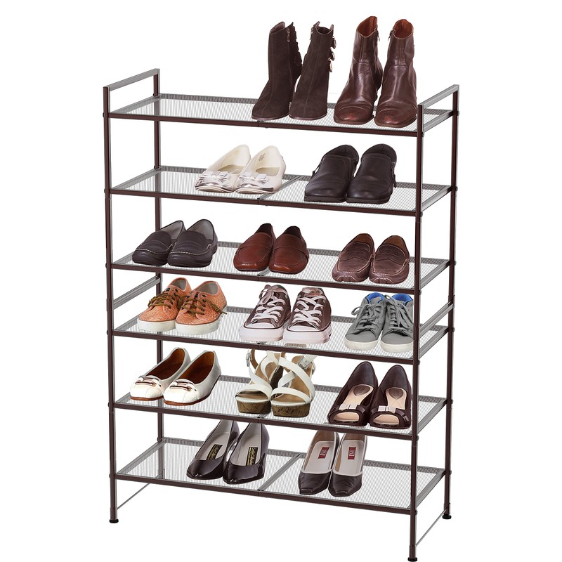 SIMPLE HOUSEWARE 3-Tier Stackable Mesh Shoe Rack, Bronze
