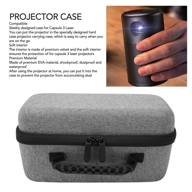 Case for Capsule 3 1080P Projector, EVA Waterproof Shakeproof Bag,