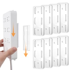 Wanmu Adhesive Punch Free Socket Holder, 8Pcs Adhesive Power Stirp Holder Desktop Socket Fixer Wall Mounted for Kitchen Home Office and Cable Management - Space-Saving and Easy to Install