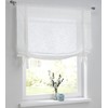 Vicky White Roman Blind, Linen Look with Hemstitch Lace, Drawstring,