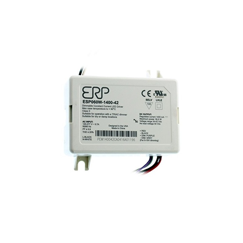 ERP ESP060W-1400-42 Dimmable Constant Current LED Driver, 1400mA @ 58W,