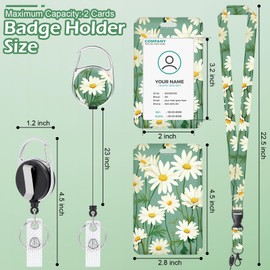 Anseal Flower Breakaway Lanyards for Id Badges, Retractable Badge Holders with Keychain, Id Credit Card Holder Vertical Name Tag Protector Badge Reel for Nurse Teacher Student