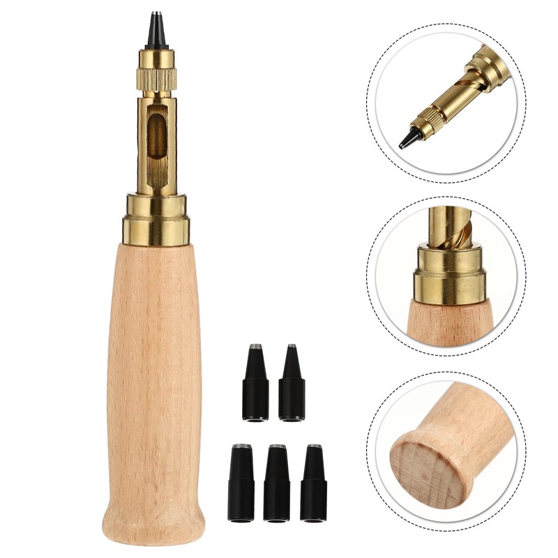 UKCOCO 6 Pcs Leather Alloy Steel Punch Set Automatic Hole