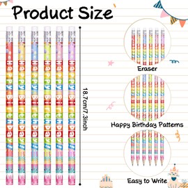 emzrivo 120 Pcs Happy Birthday Pencils Colorful Birthday Pencil for Students Wooden Pencils with Erasers Birthday Pencils for Teacher Classroom Reward Birthday Party Supplies, 6 Style(120)