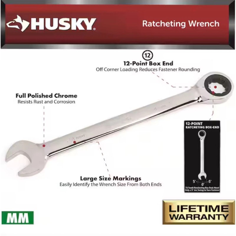 HUSKY Ratcheting Combination Wrench - Metric 10mm NEW FREE SHIPPING