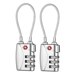 ZHEGE Combination Lock Suitcase, 3 Digit Suitcase Locks, Cable Lock, Travel Lock, Small Lock Locker for Luggage, Backpack and Locker (Silver, 2 Pieces)