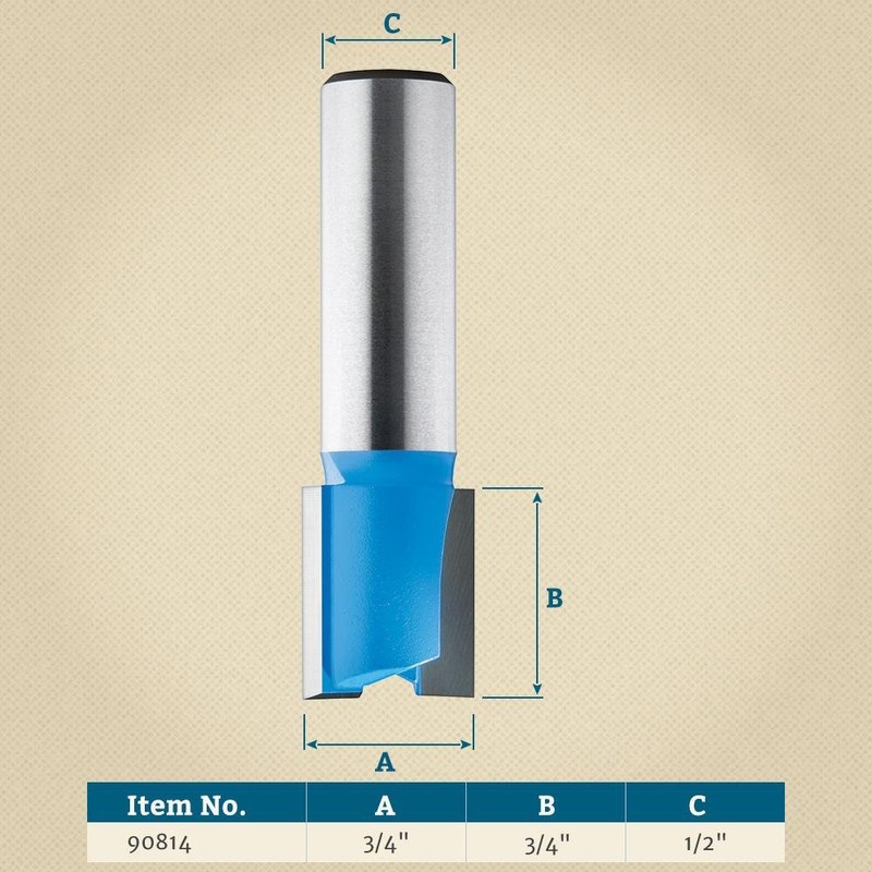 Hinge Mortising Router Bit 1/2" Diameter x 3/4" Height (1/4"