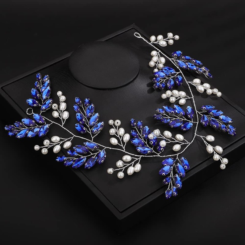 Denifery Wedding Crystal Pearl Hair Vine Bridal Rhinestone Headband Handmade