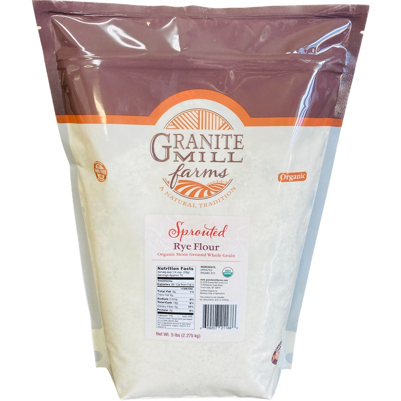 Granite Mill Farms Stone Ground Sprouted Organic Rye Flour, 5