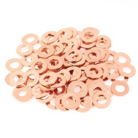 HELIFOUNER 100 Pieces M6x12x1.0mm Copper Washers, Copper Metric Sealing Washers, Inner Diameter 6mm, Outer Diameter 12mm, Thickness 1.0mm