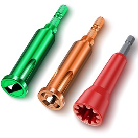 Feekoon Wire Twister Tool for Drill 3 PCS Wire Twister Nut, 3 Way/ 5 Way Stripper and Cap Twisting Tool with 1/4" Chuck, 6-10 AWG Quick Cable Stripping and Twisting Driver for Power Drill Drivers