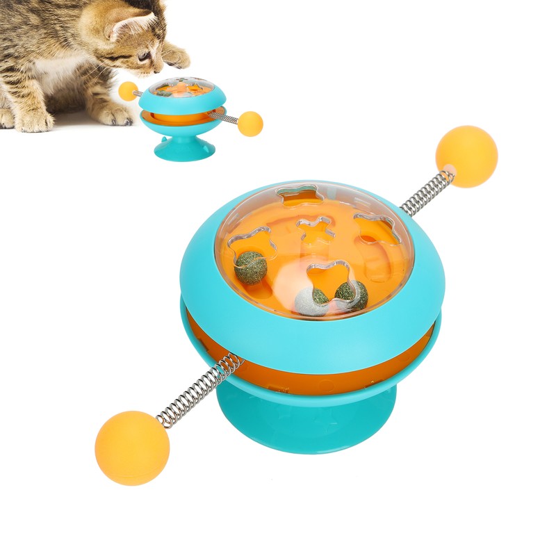 Windmill Spring Interactive Cat Catnip Toy Funny Cat Turntable Teasing
