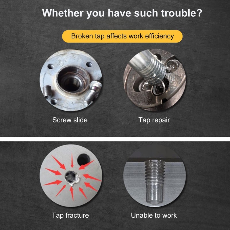 9 Pcs Tap Extractor Set 3/4 Flute Broken Head Screw