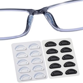 Eyeglass Nose Pads-Upgraded Soft Silicone Adhesive Glasses Nose Pad, Anti-Slip Nose Pads for Glasses Full Plastic Frames Sunglasses (10 Clear/Black Pairs)