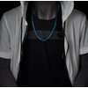 COOLSTEELANDBEYOND Hip Hop Necklace, Steel Blue Flat Herringbone Chain for