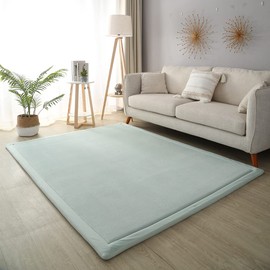 Loartee Nursery Rug Coral Velvet Crawling Rugs Mat Area Rugs Play Crawling Mat(4'11"x6'7", Light Green) for Toddler Children Play Mat Yoga Mat Exercise Pads Carpet