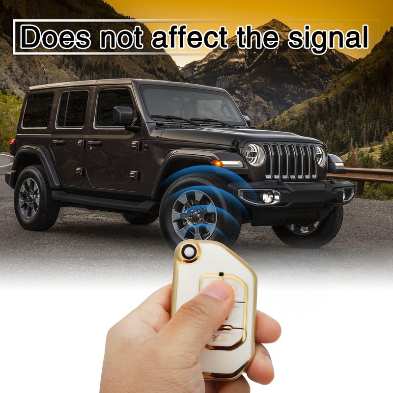 TOMALL for Jeep Key Fob Cover with Keychain, 4 Buttons