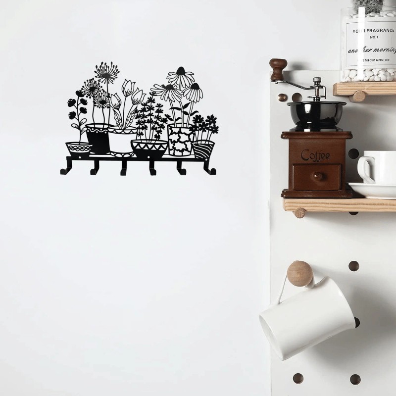 CIFbuy Double-Tier Wall Mounted Coat Rack 6 Hook Vase Design