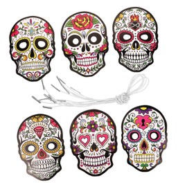 TEHAUX Day of The Dead Paper Masks 6pcs Decorative Masks for Masquerade Party