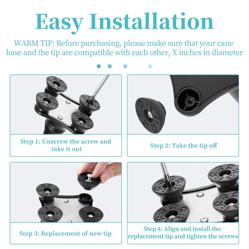 Walking Cane Accessories Durable Replacement Quad Canes Tips, Extra Stability;