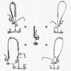 Pre Rinse Sprayer Commercial Sink Sprayer Head,1.42GPM Spray Valve Dish Sprayer Nozzle with Ergonomic Handle, Commercial Faucet Parts for Commercial Kitchen Sink,Chrome Finished（Gray）