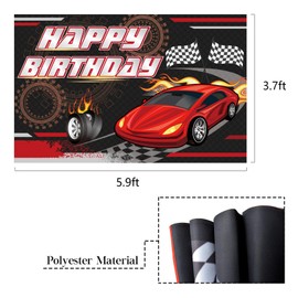 telón de fondo para fiesta de cumpleaños para coche, temática de coche, decoración de fiesta de carreras, fondo de fotos para niños, suministros de decoración de baby shower, 5.9 x 3.7 pies