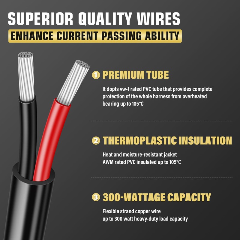 RIGIDON Wiring Harness Additional Headlight Cable Set Relay Adapter for