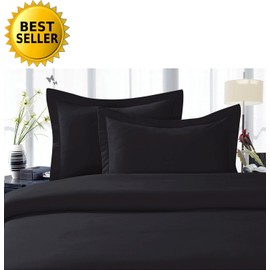 Celine Linen Best, Softest, Coziest Duvet Cover Ever! 1500 Thread Count Egyptian Quality Luxury Super Soft WRINKLE FREE 3-Piece Duvet Cover Set, Full/Queen, Black