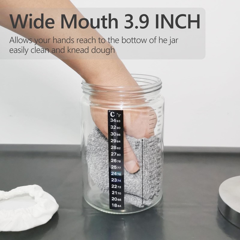 Sourdough Starter Kit -40oz Thick Glass Sourdough Starter Jar Sour
