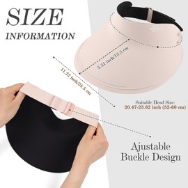 AlisOker Wide Brim Visor Sun Hat for Women Men Foldable Ponytail Sun Hats Adjustable UPF50+ Seamless Beach Hats for Outdoor Pink