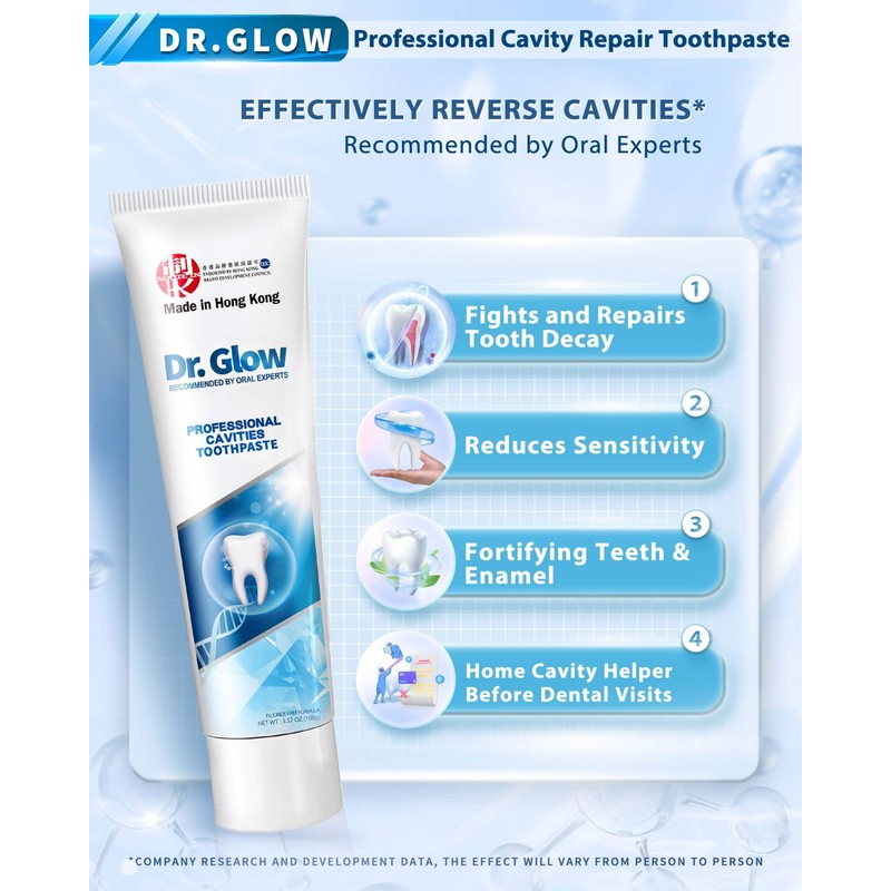Dr. Glow Adult Cavity Repair Toothpaste, Hydroxyapatite Toothpaste Cavity Reversing,