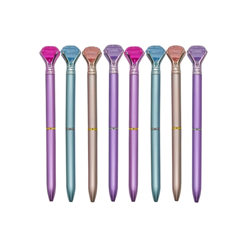 Lopenle 12PCS Fancy Diamond Ballpoint Pens Retractable Bling Gem Pens